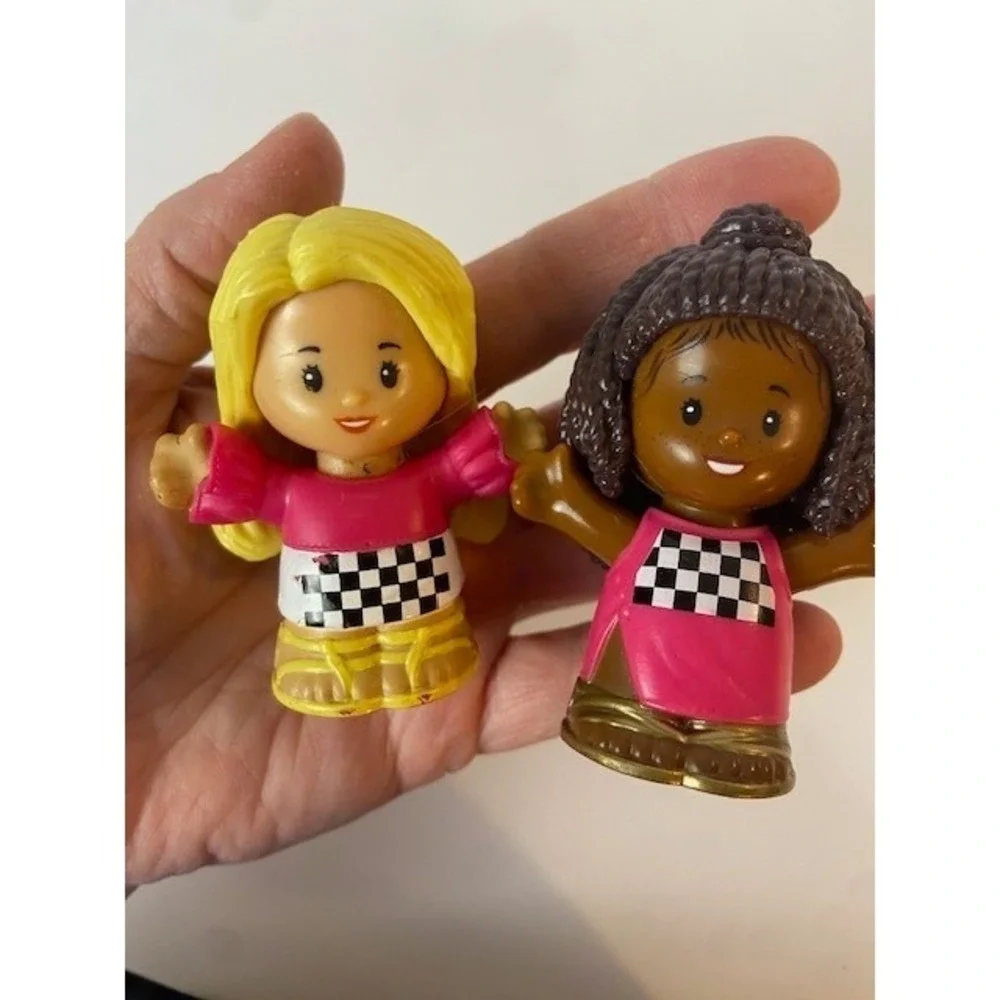 Fisher Price Little People Figures Lot of 4 Pilot Construction Racing Girls